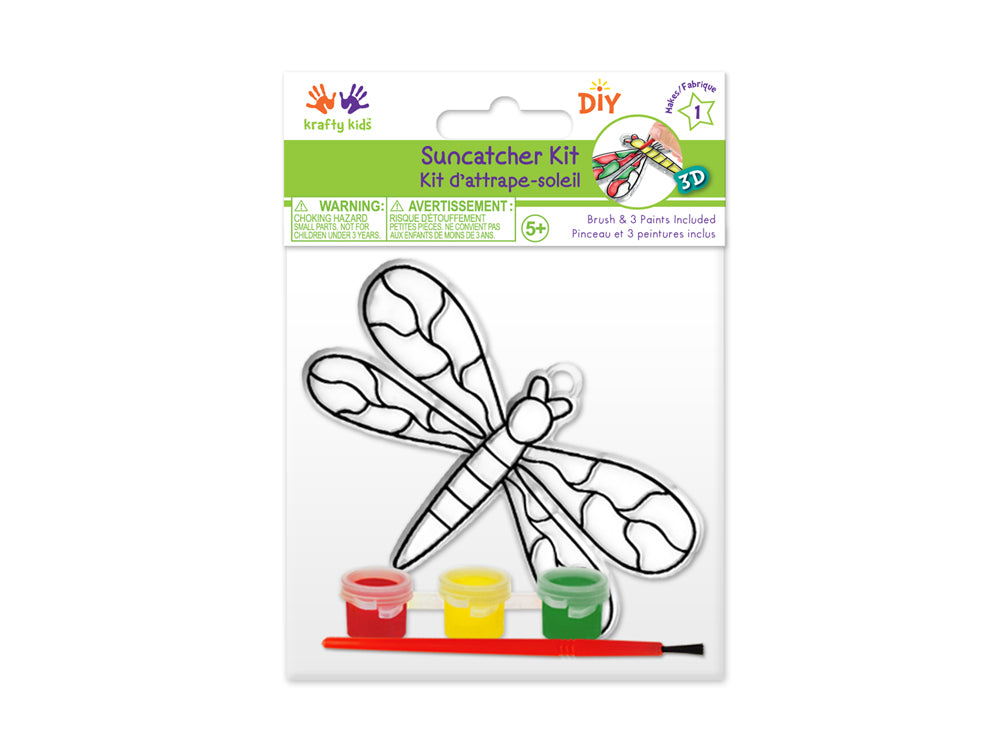 Krafty Kids Kit: 3D DIY 3.5"-4.3" Suncatcher w/3 Paints&Applicator D) Dragonfly