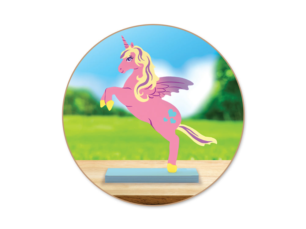 Wood Craft: 8.25" DIY Rearing Animal on Stand 9.5mm(T) B) Unicorn