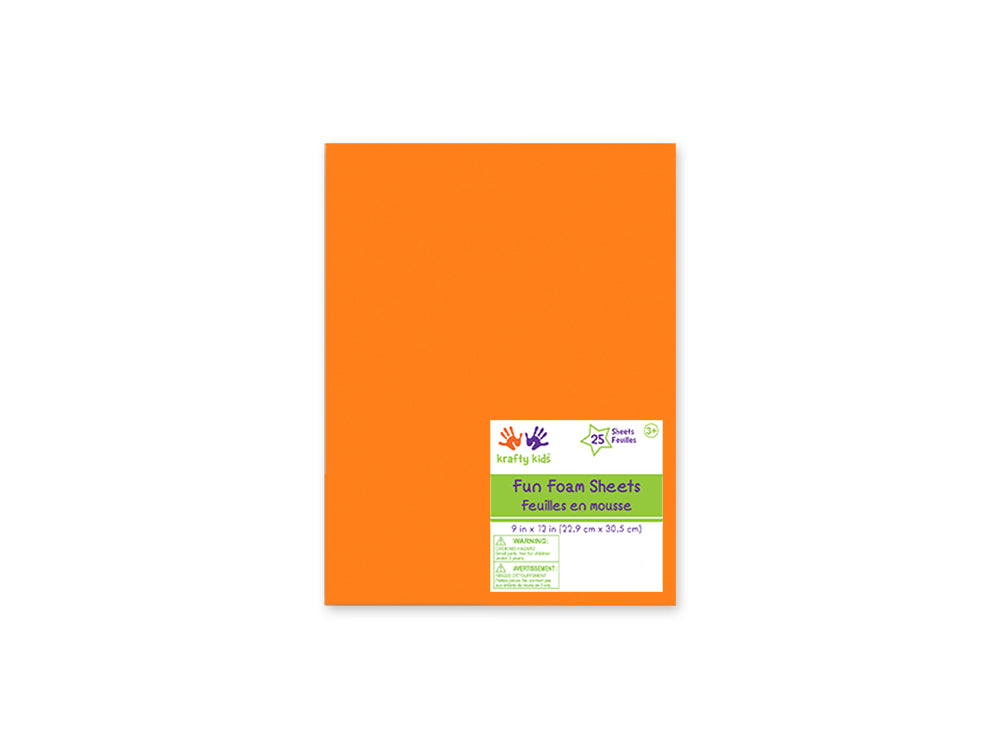 Fun Foam Sheets: One 9"x12" - 2mm(T) Barcoded Sheets F) Orange