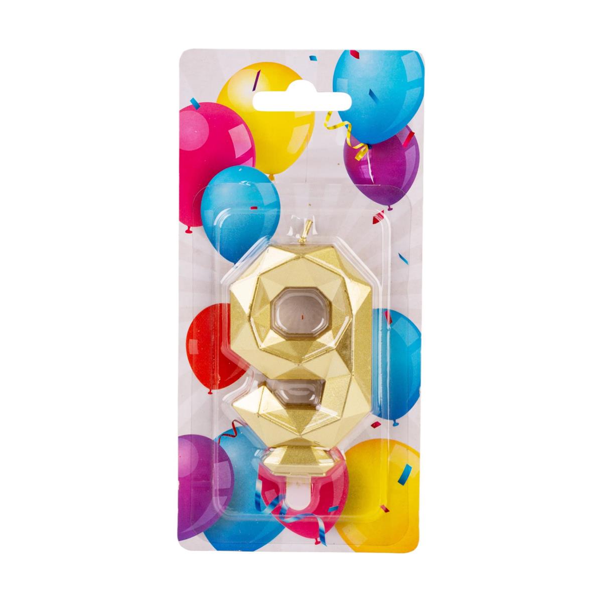 Let's Party #9 Diamond Cut Gold Birthday Candle set