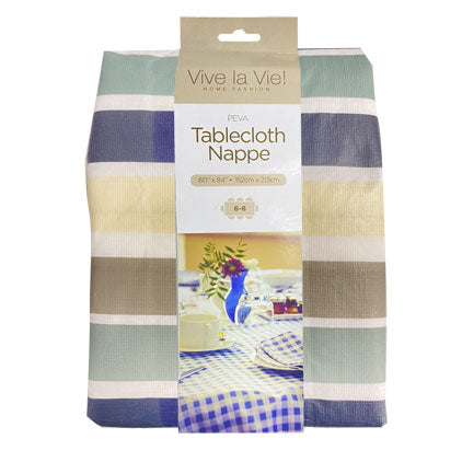PEVA TABLECLOTH-STRIPE 60X84