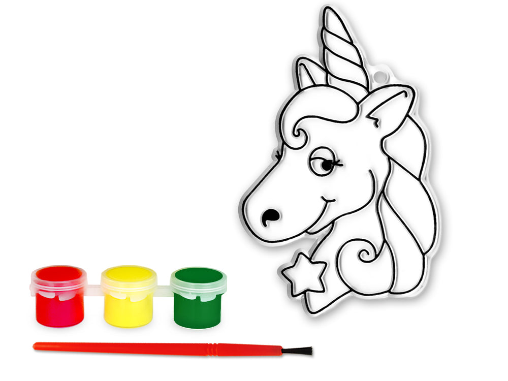 Krafty Kids Kit: 3D DIY 3.5"-4.3" Suncatcher w/3 Paints&Applicator E) Unicorn
