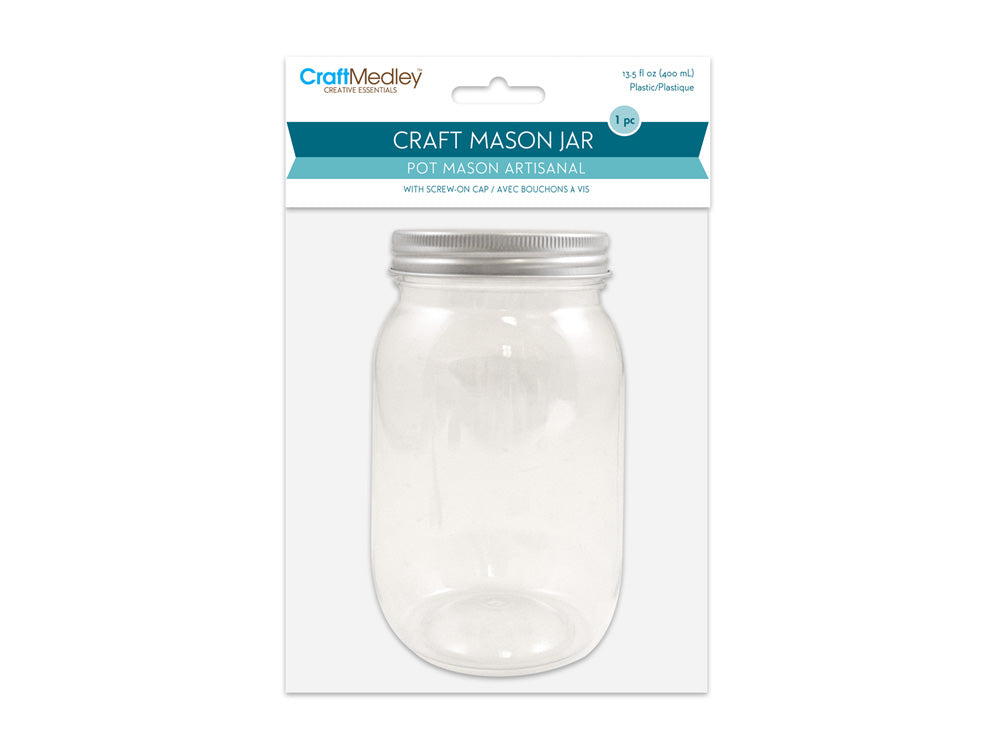 Craft Storage: 5.5x17.5cm (400ml) DIY Plastic Mason Jar w/Alum Top