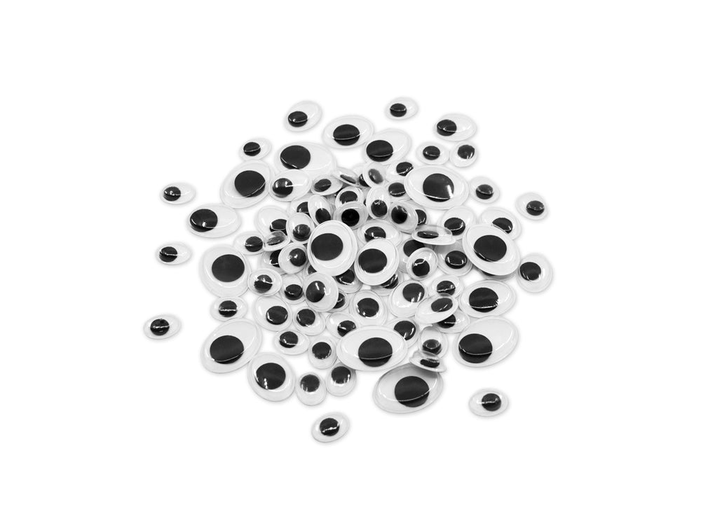 Paste-On Googly Eyes: Oval 10mm-19mm Asst x80 Black Standard