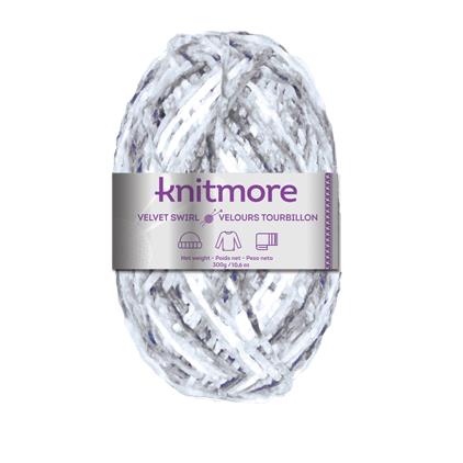VELVET SWIRL KNITTING YARN-WHITE/GREY TONES300 g/3
