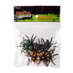 G.Ghouls 10ct 2.5" Plastic Striped Leg Spiders, PBH