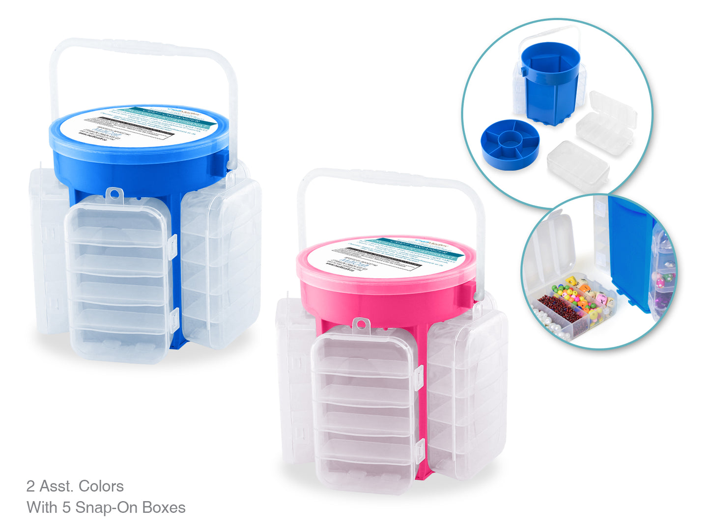 Craft Storage: 5.2"x5.9" Storage/Org Bucket w/5 Snap-on Org Boxes