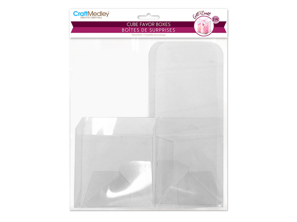 Gift Craft: PET Clear Cube Favor Box Value-Pack C) Lrg 10cm 2pc
