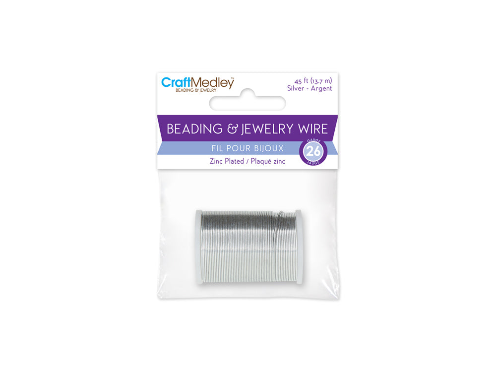 Beading/Jewelry Wire: 15yds Silver~ Zinc Plating On Spool A) 26 GAUGE