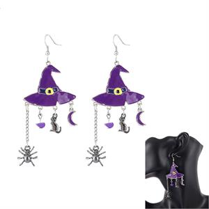Party Dear Hween Dangling Witch Hat Earrings, 1 Pair, OPP Bag