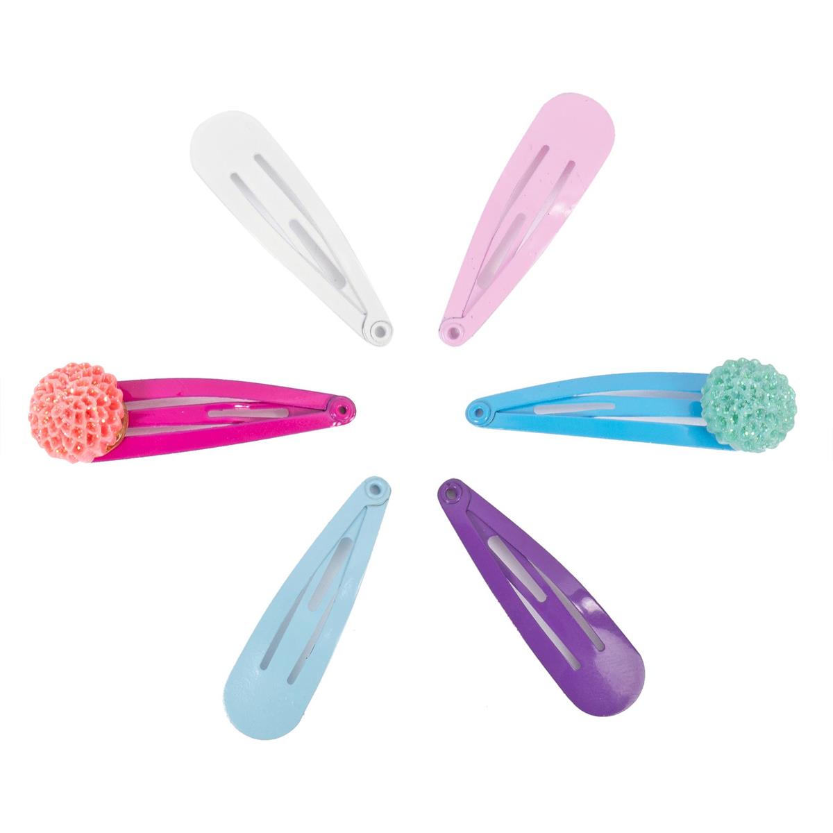 Stylin G, 6p Snap Barrette 2 w/ flower glitter, hc