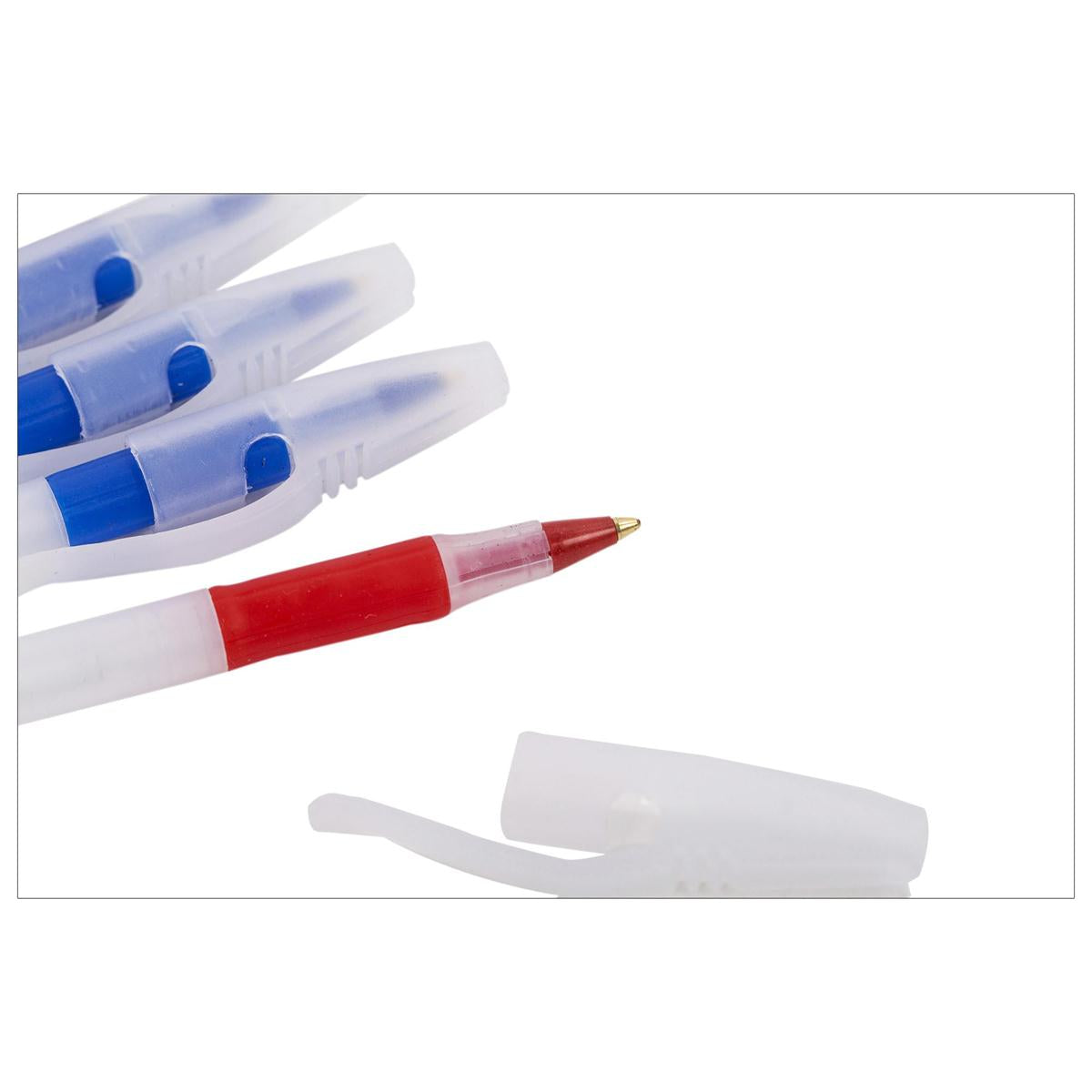O.WKs. 8-pc. 1mm Grip Stick Pens 3 col.: Blue, Red & Black(#20406)