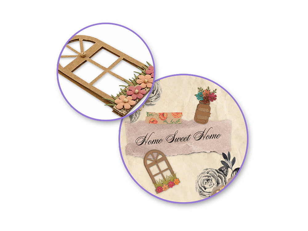 Handmade Embellish: 3D Paper & Burlap Floral Accents Self-Stick A) Arch Windows