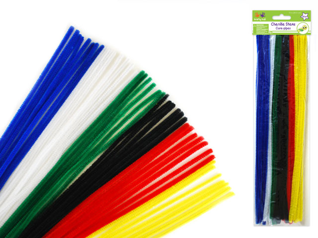 Chenille Stems: 6mmx30cm Standard Pipe Cleaners 40pc I) Multi Mix