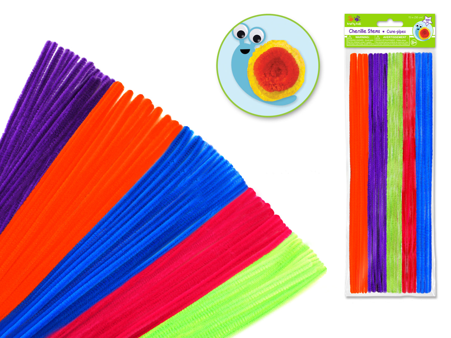 Chenille Stems: 6mmx30cm 100/pk Pipe Cleaners U) Glamour Mix