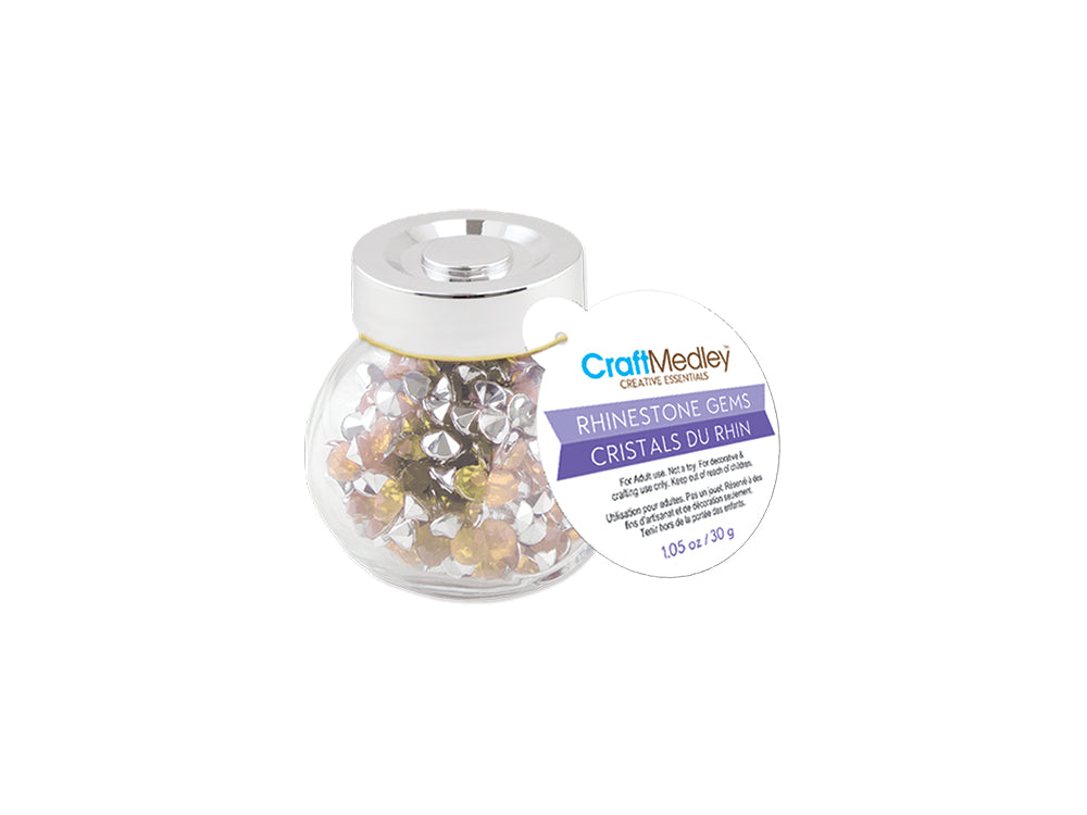 Craft Embell: 6mmx4.5mm Rhinestone Diamond 30g in Glass Jar w/Screw Cap G) Gold