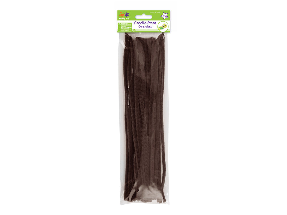 Chenille Stems: 6mmx30cm Standard Pipe Cleaners 40pc D) Dark Brown
