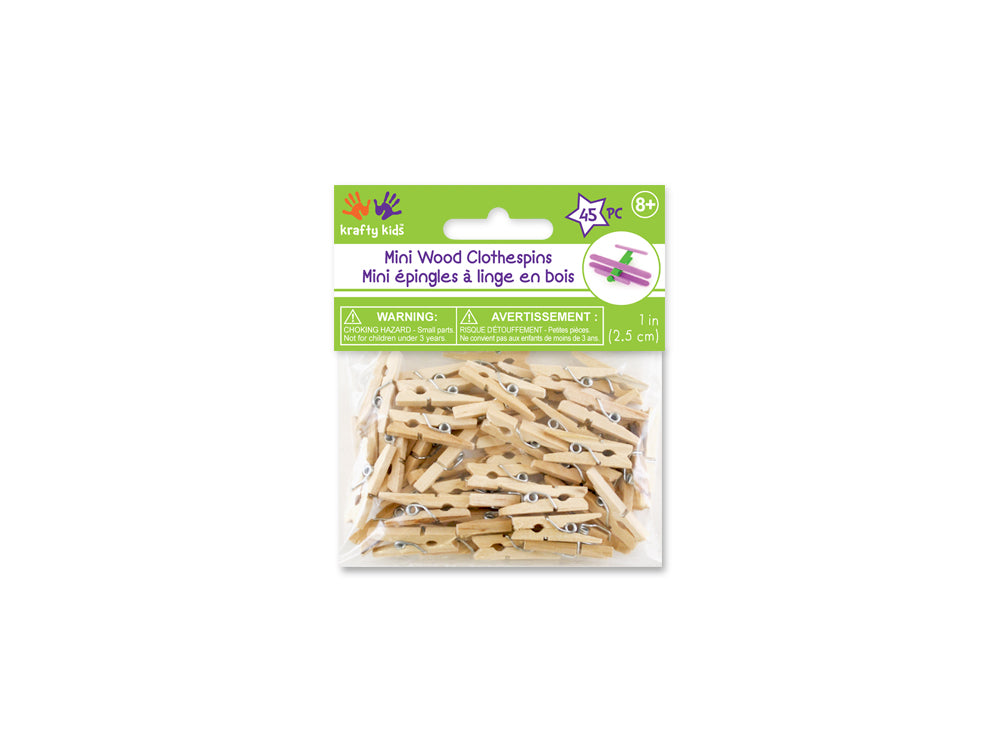 Craftwood: 1" Mini Clothespins Natural 45/pk