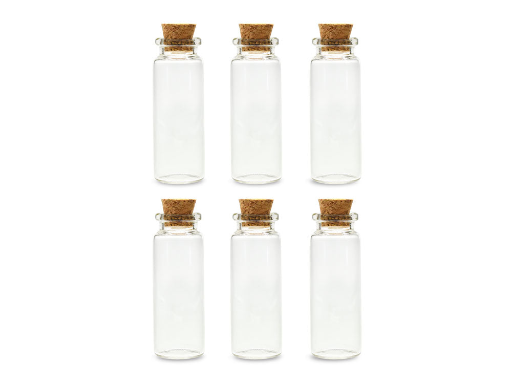 Glass Bottles: Mini Containers w/Cork Lid x6 12ml