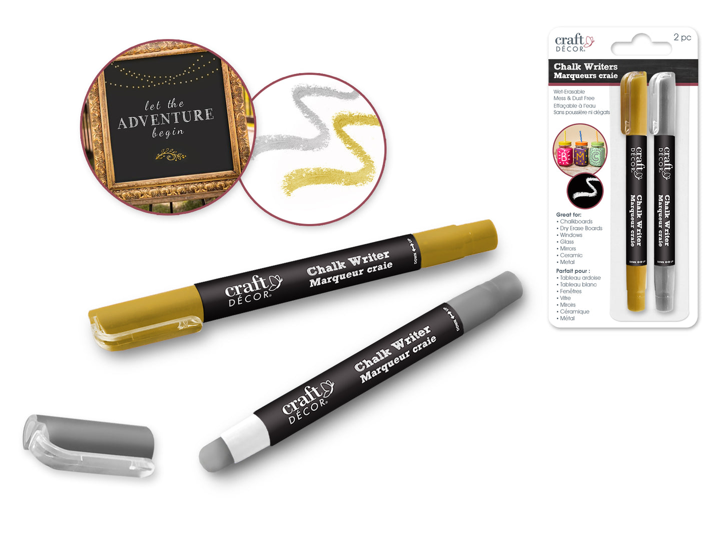 Craft Decor: Chalk Writer 2pk Blister-Carded C) Gold/Silver