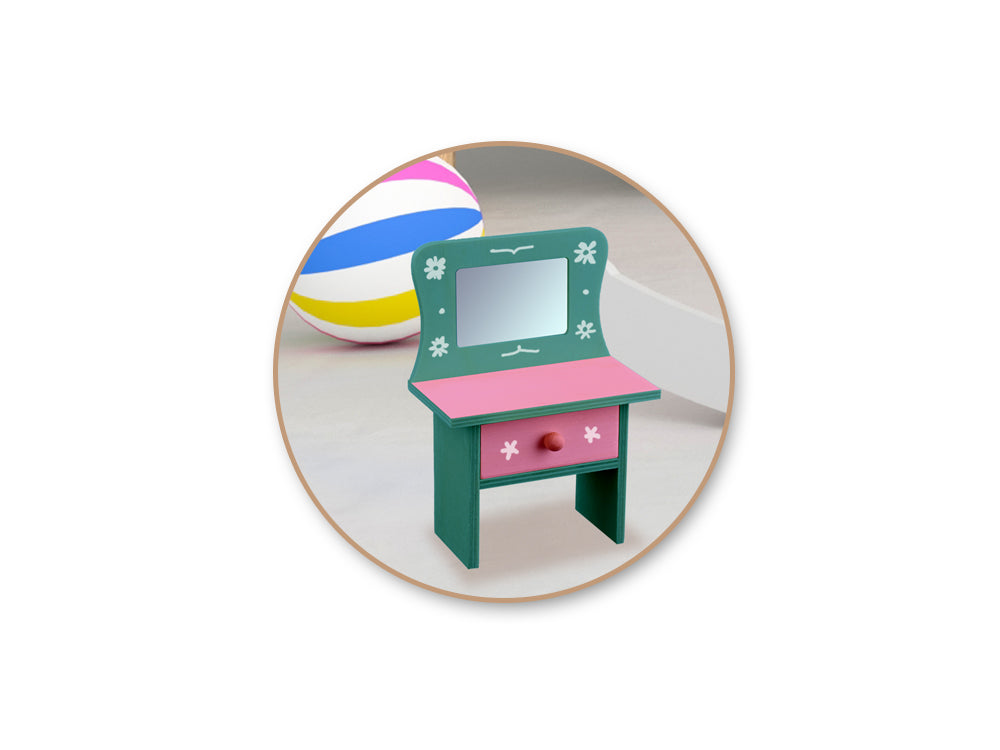 Wood Craft: 3.5"x2"x5.2" Mini DIY Dresser w/Acrylic Mirror