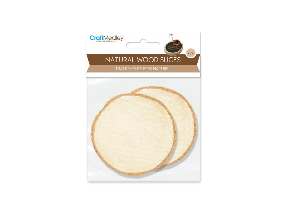 Craftwood: 6cm-7cm Natural Birch Slices 2pc 1.1cm(T)