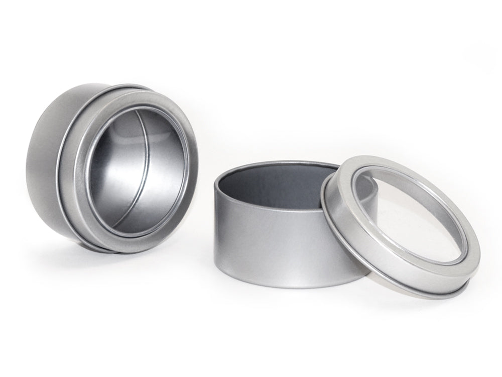 Craft/Bead Storage: 3cmx6cm Tin Canister x2 w/Window