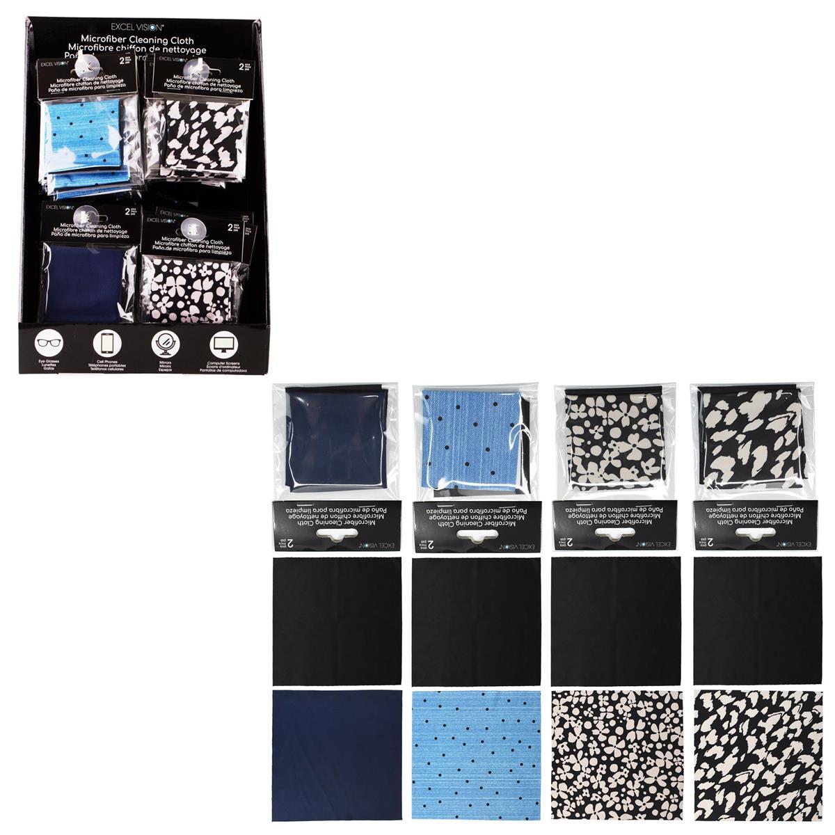 Excel V. 2-pc Lens Cleaning Cloth ,microfiber, 4-asst, 80/PDQ, hc