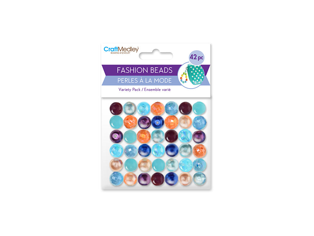 Plastic Fashion Beads: 42-45pc Posh Mix-Packs C) Regal