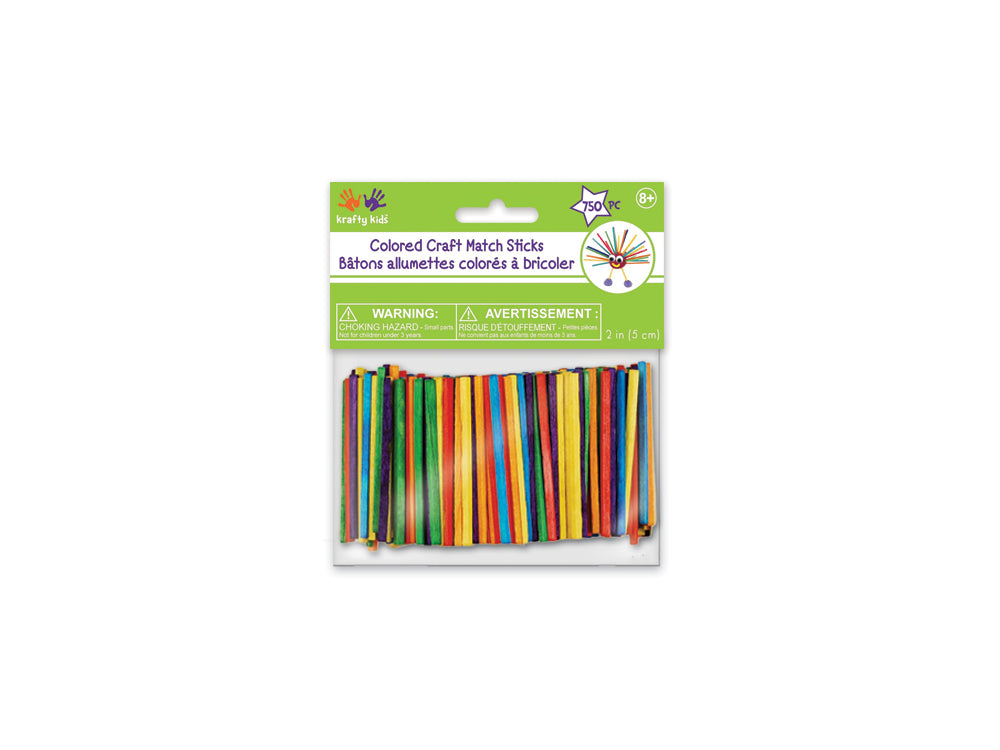 Craftwood: 2" Colored Craft Match Sticks 750/pk