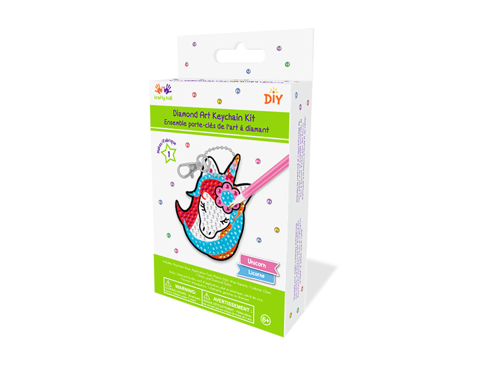 Krafty Kids Kit: Diamond Painting DIY Keychain Kit D) Unicorn