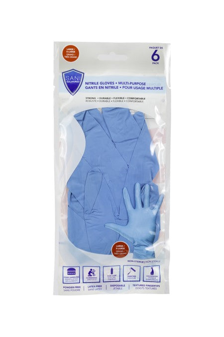 SANI-GUARD NITRILE GLOVES RETAIL LARGE 6/BAG