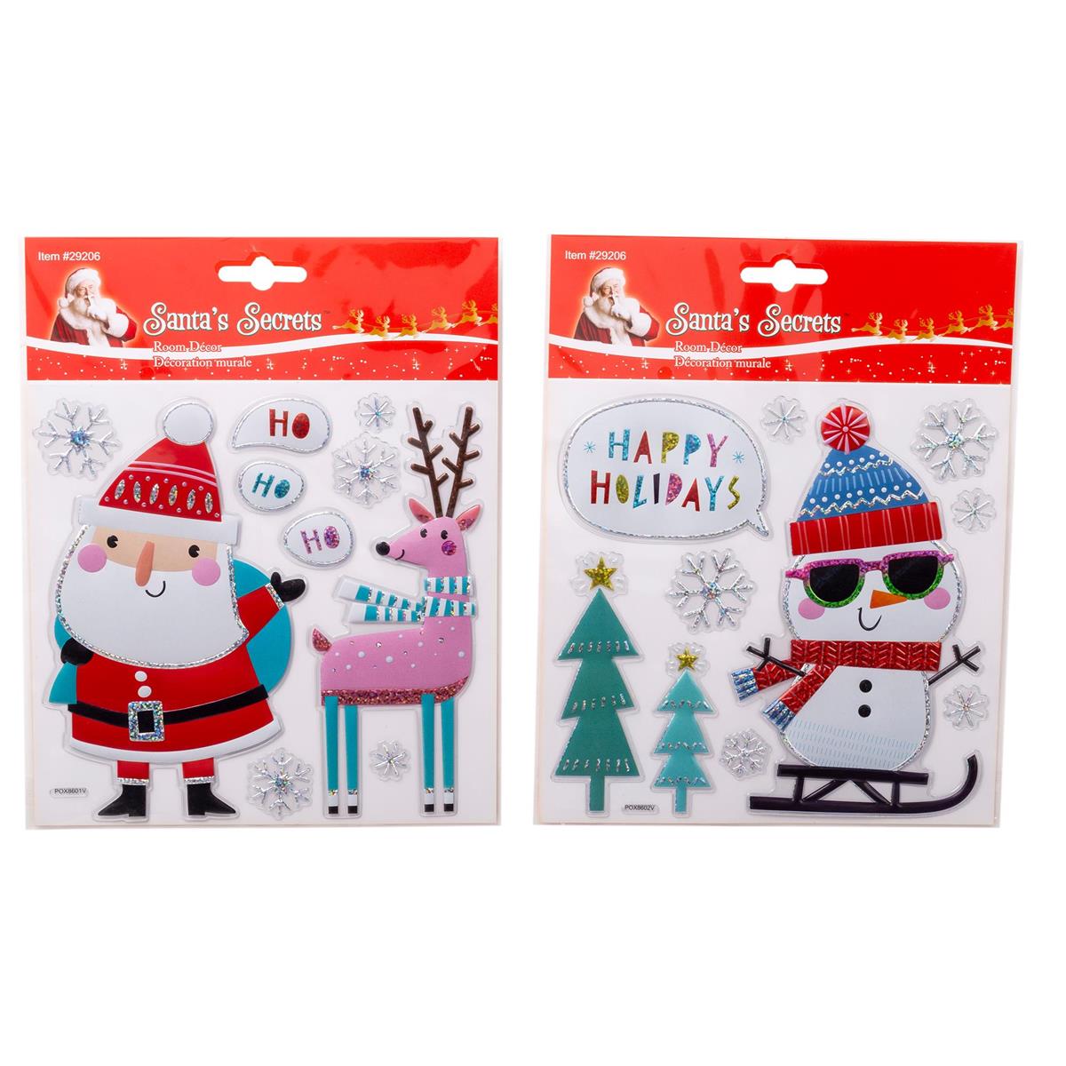 S.Secrets Xmas Embossed Foil Room Decor, 13.3"x10", 2/s, pbh