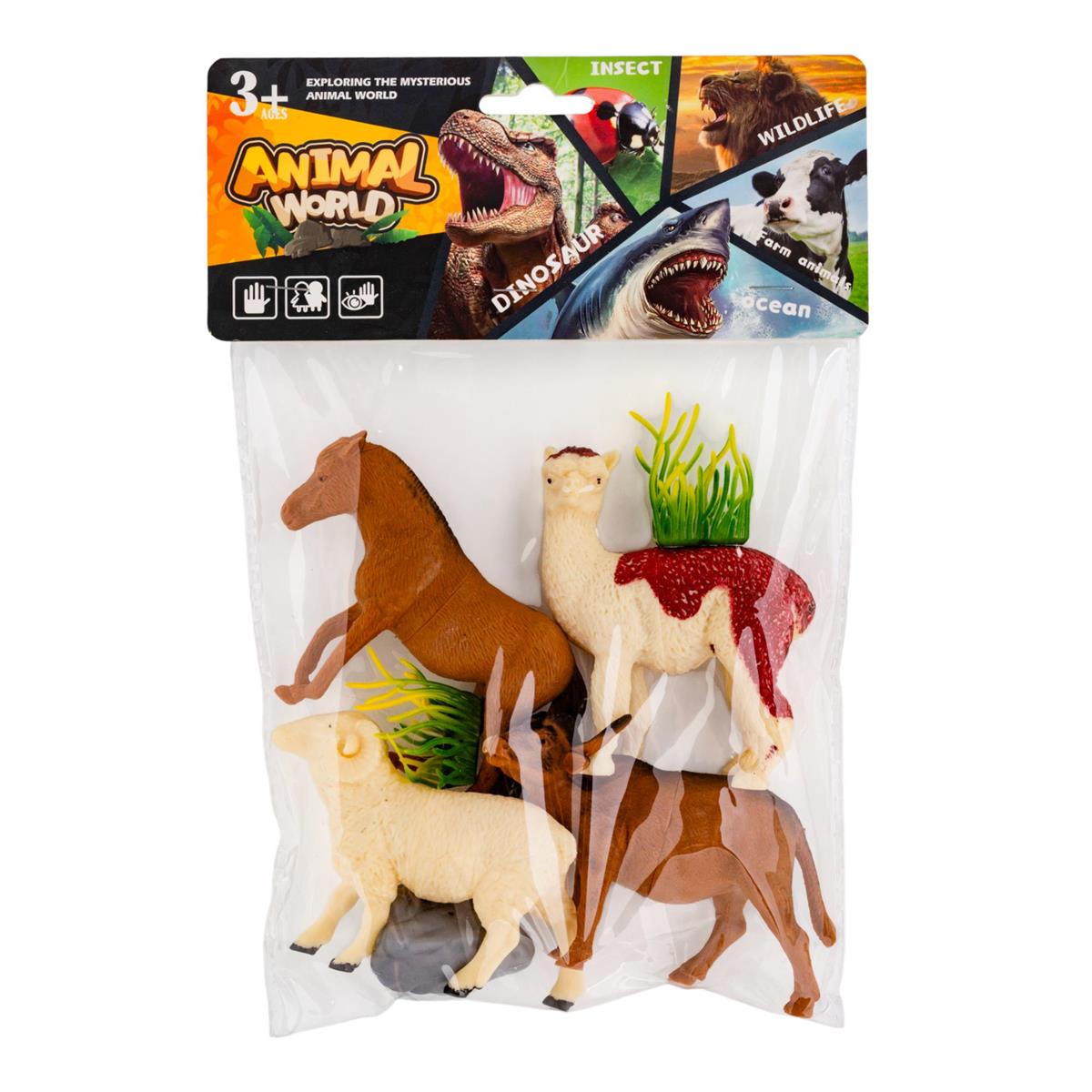 4pcs Farm Animal Toy Figure, PVC bag w/header