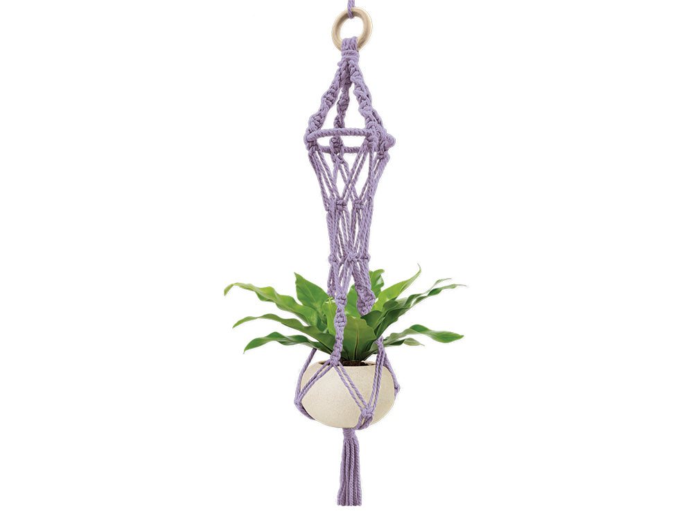 Craft Decor: DIY Macramé Planter Hanger Kit w/Wood Ring B) Mauve