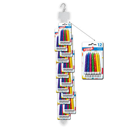 12 CANDLES ON STANDS - GLITTER Clip-Strip 12/units
