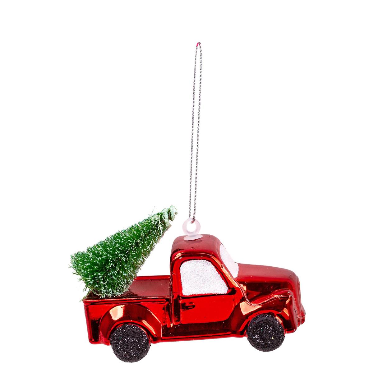 Deco N. Xmas Truck Ornament, 1.6x3.5", cht