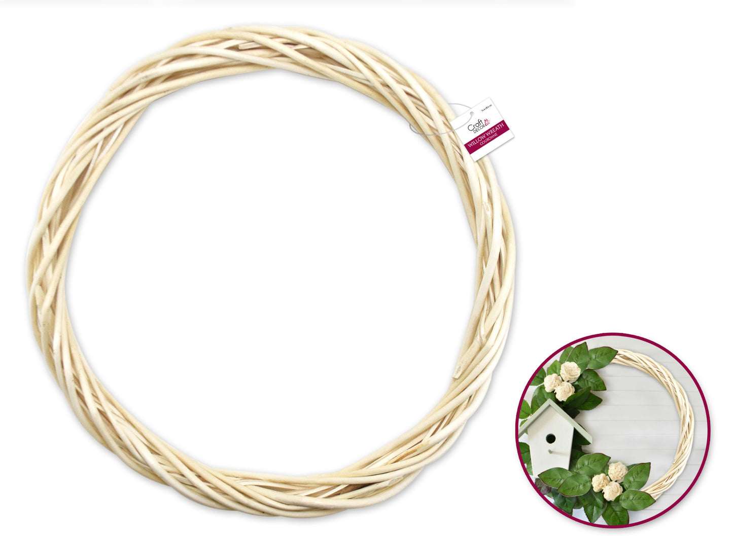 Craft Decor: 16" Willow Wreath 1 5/8"(T) Natural