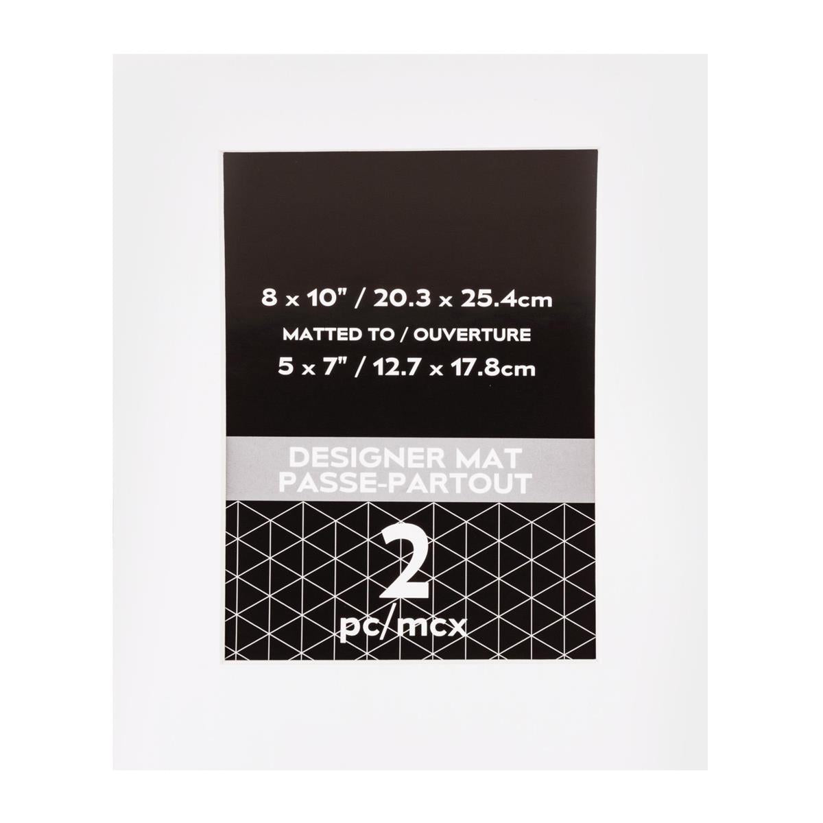 2pk 8x10" Photo Mat (5x7" OPG) White, pslv + insert