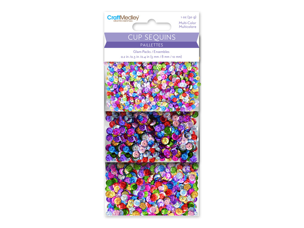 Craft Medley: 5/8/10mm Cup Sequins 30g Glam-Packs A) Metallic