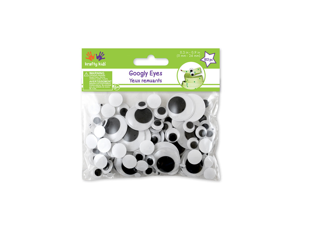 Paste-On Googly Eyes: Bulk 5mm-24mm Asst x182 Black Standard
