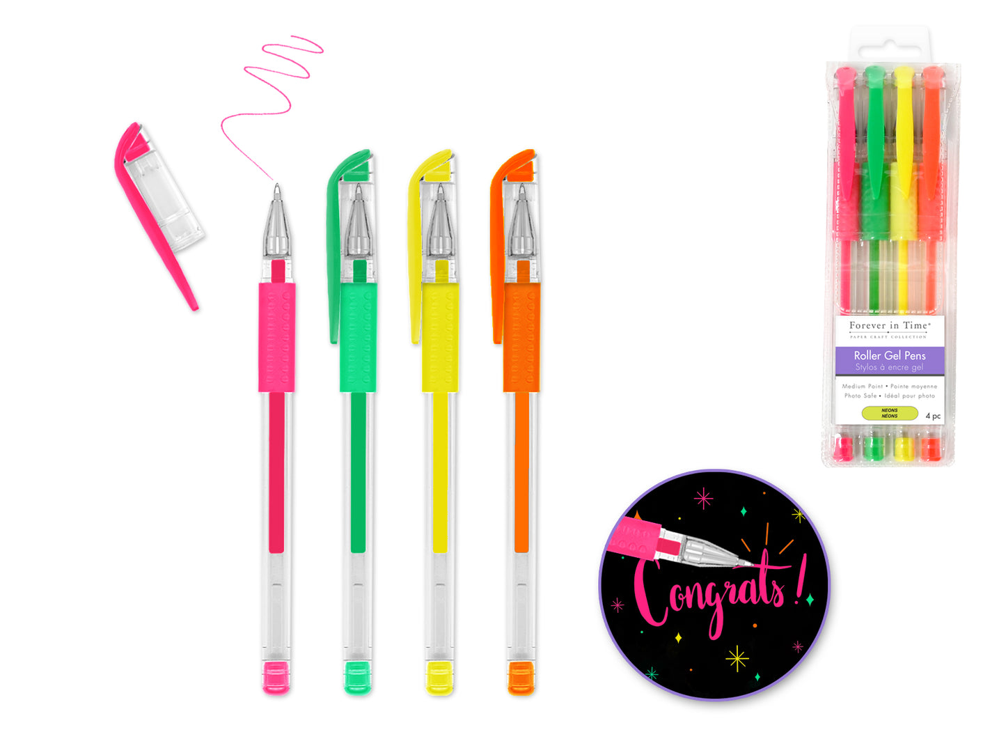 Scrapbook Gel Pens: 4/pack Acidfree Assorted PhotoSafe G) Neons
