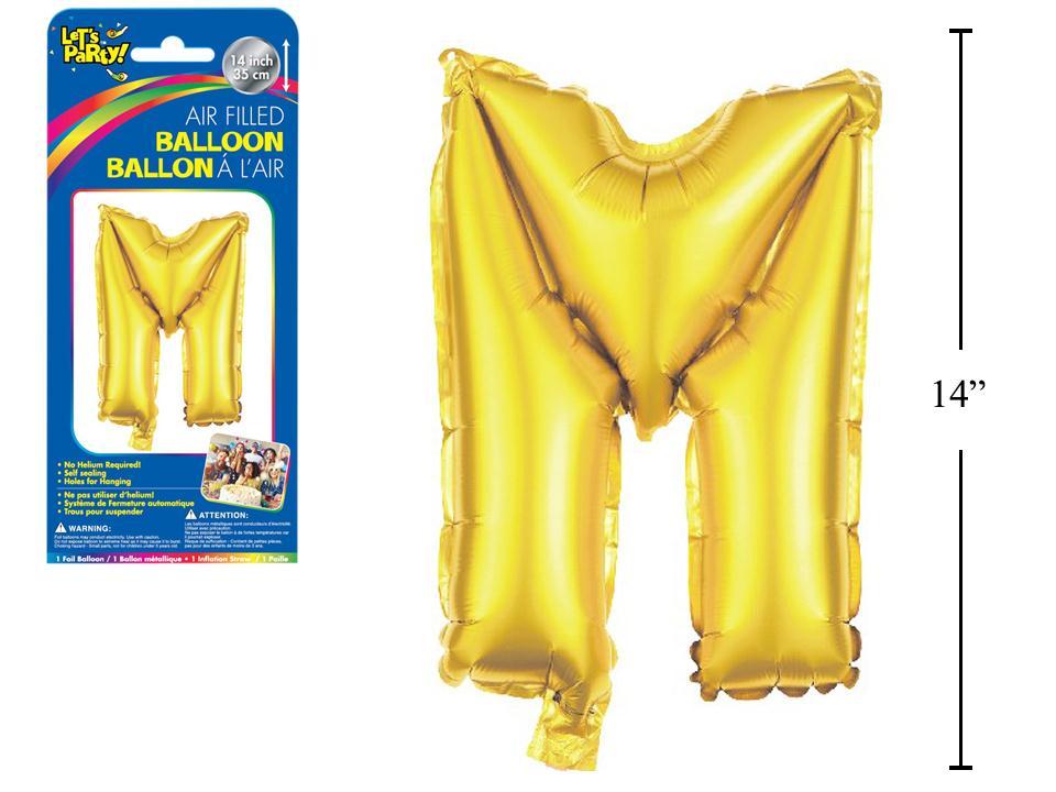 Let's Party "M" Gold Air Filled Balloon,14"