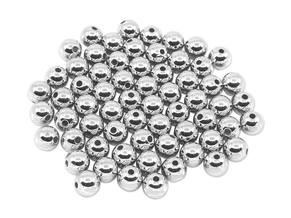 Metal Effect Beads: 10mm Luster Electroplated Round 30g C) Silver