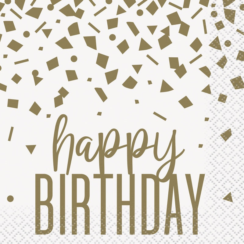Confetti Gold Birthday Beverage Napkins 16ct