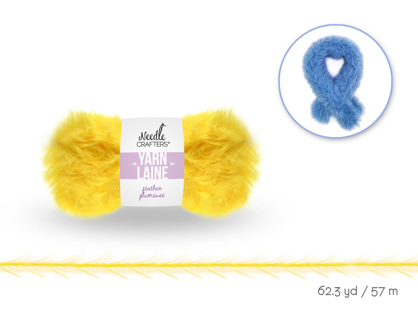Needlecrafters: 50g Nylon Feather Yarn Ball H) Sunny Yellow