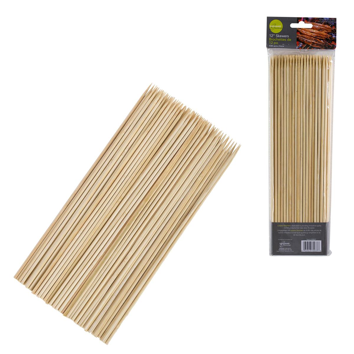 L.Gourmet 100-pc 12" Bamboo Skewers Heavy Duty, VBH (CP)