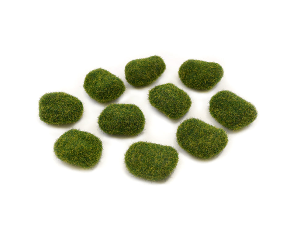 Craft Decor: 1.8"x1.3"x0.9" Mini Moss Stones x10 Asst Shapes