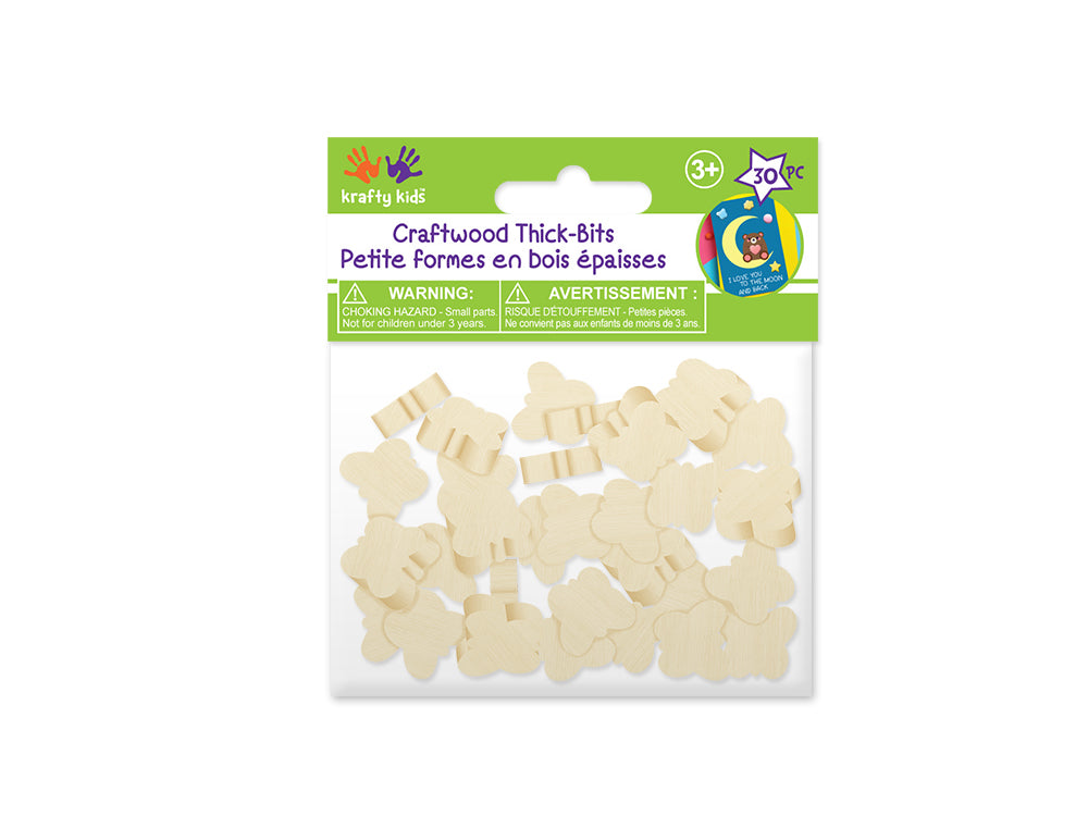 Craftwood: Wooden Thick-Bits 30pc 6mm(T) I) Butterfly Natural