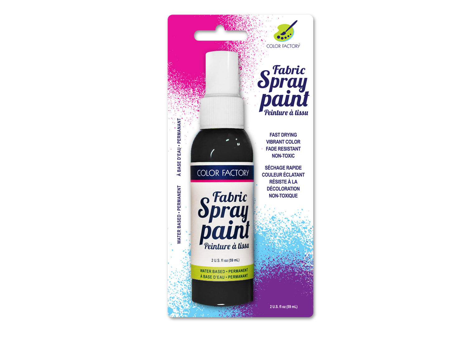 Color Factory Fabric Paint: 60ml (2fl.oz) Spray Paint H) Black